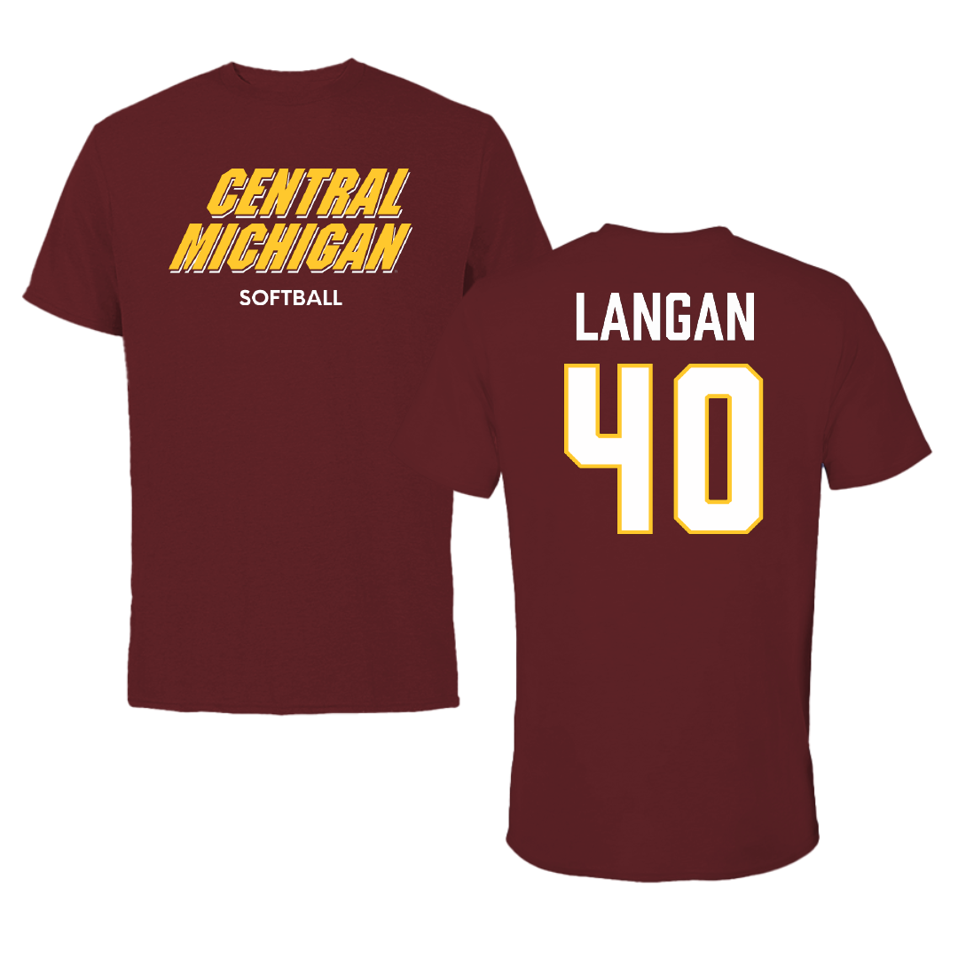Central Michigan University Softball Maroon Performance Tee - #40 Mackenzie Langan