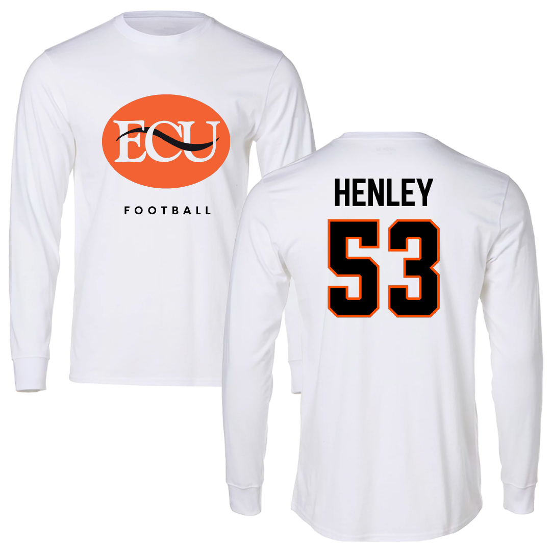 East Central University Football White Performance Long Sleeve - #53 Eli Henley