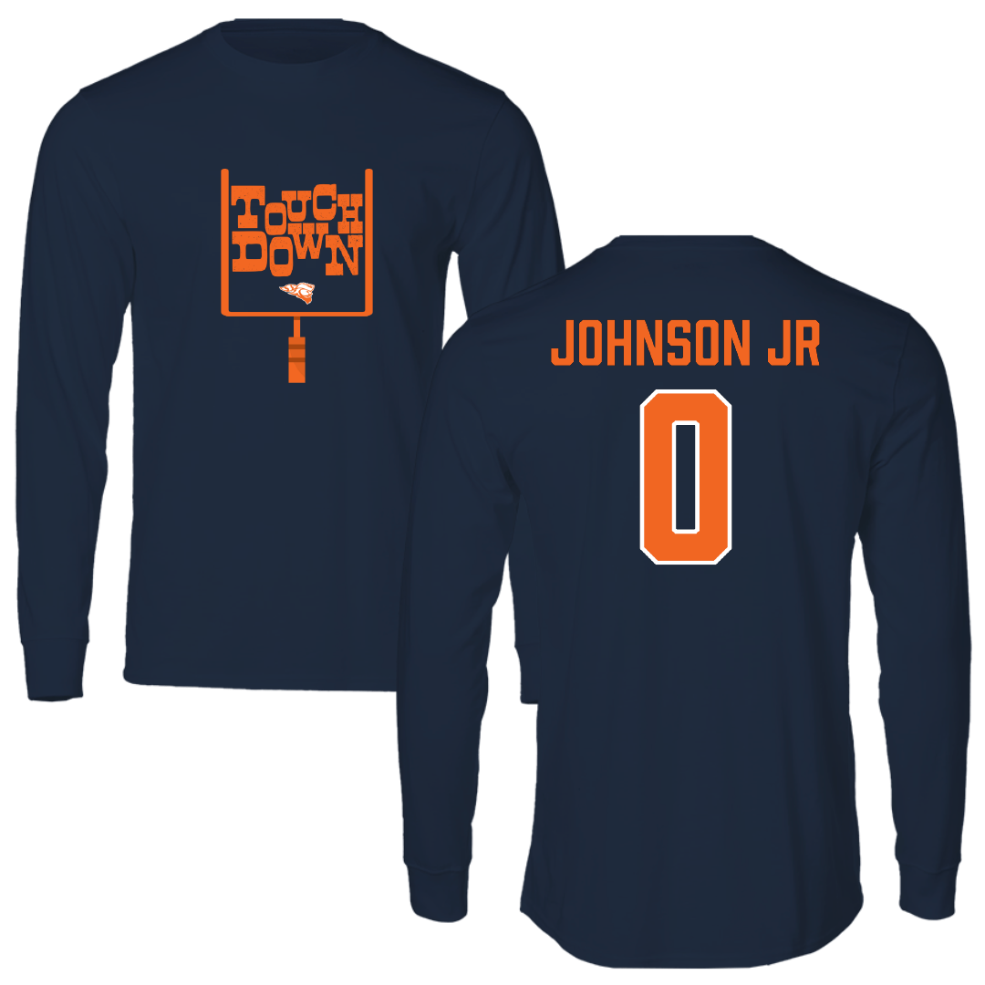 Carroll University Football Navy Touchdown Long Sleeve - #0 Marcus Johnson Jr