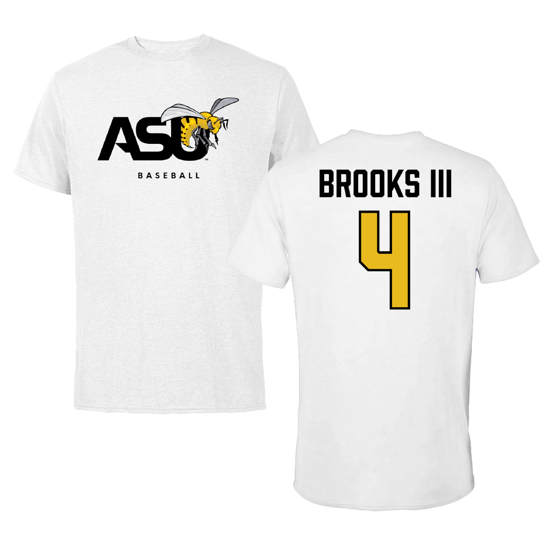 Alabama State University Baseball White ASU Performance Tee - #4 Otis Brooks III