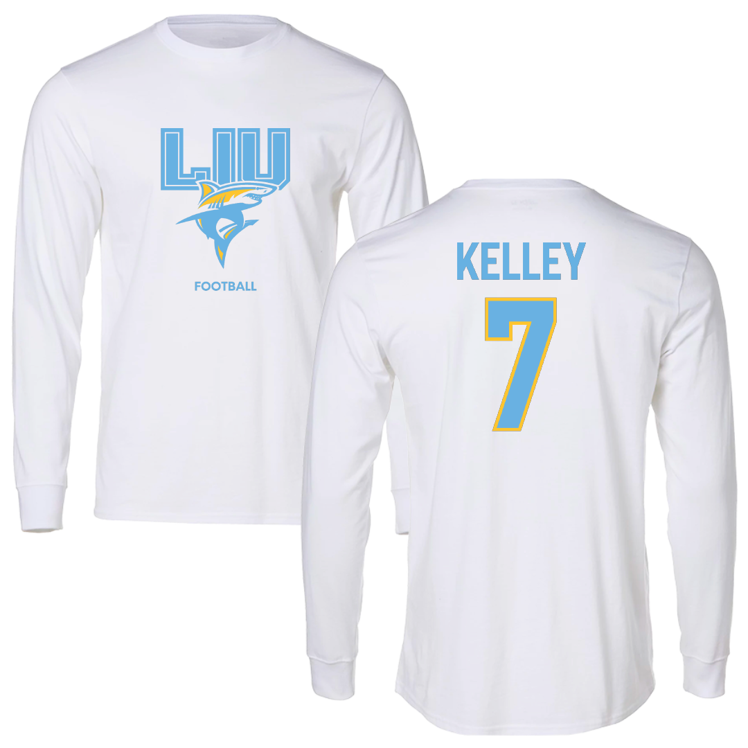 Long Island University Football White Block Long Sleeve - #7 Jaron Kelley