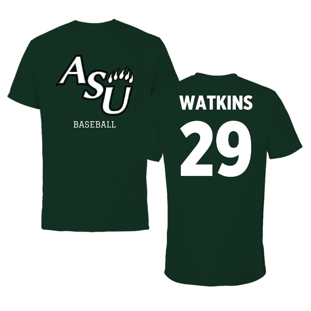 Adams State University Baseball Forest Green Tee - #29 Braden Watkins