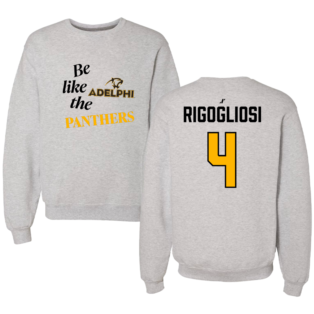 Adelphi University Baseball Light Gray Be Like Us Crewneck - #4 Anthony Rigogliosi