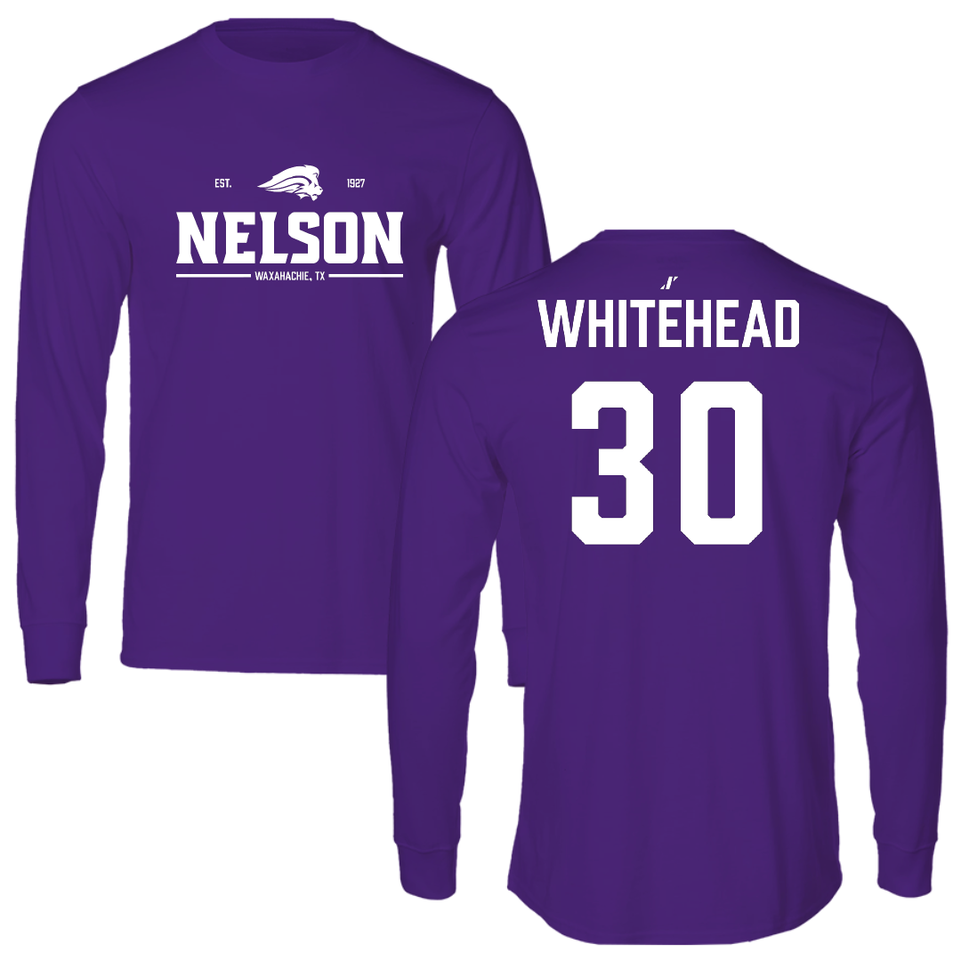 Nelson University Football Purple General Performance Long Sleeve - #30 Cade Whitehead