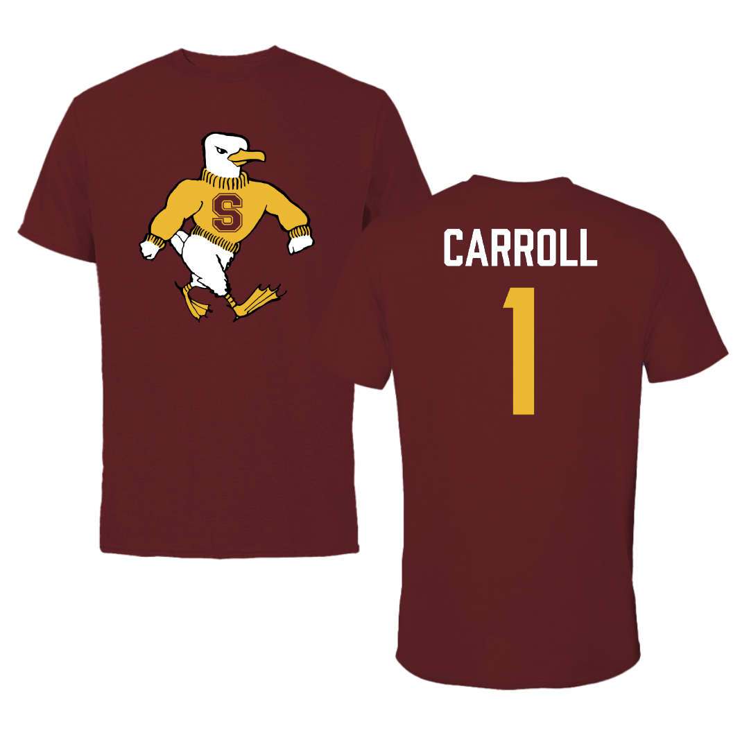 Salisbury University Basketball (M) Maroon Sea Gull Performance Tee - #1 Elijah Carroll