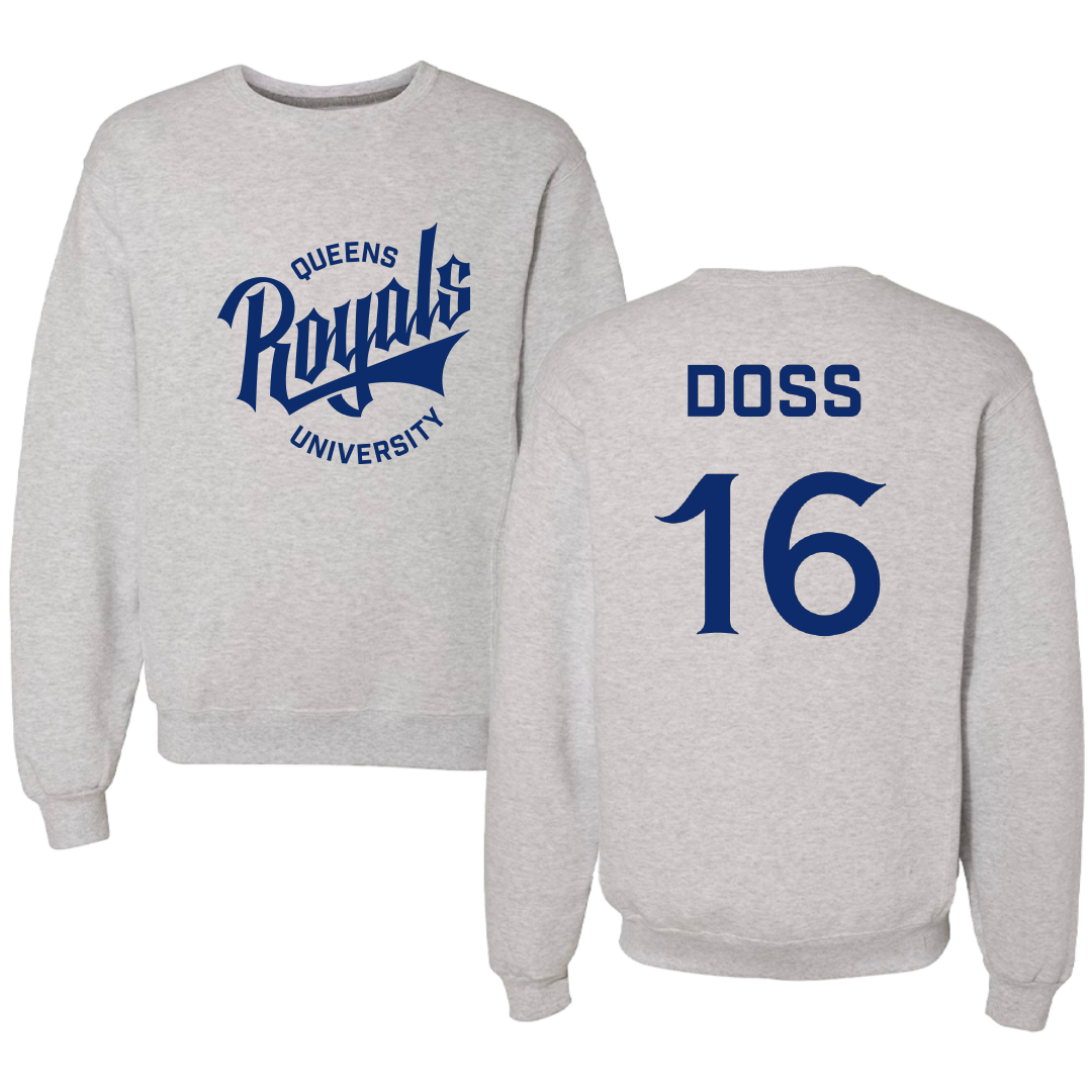 Queens University of Charlotte Baseball Light Gray Crewneck - #16 Gage Doss