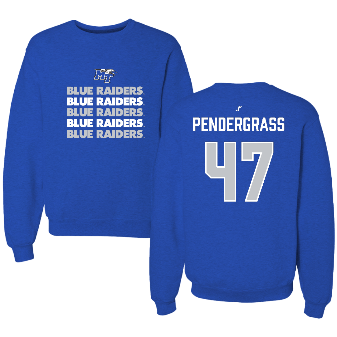 Middle Tennessee State University Baseball Blue General Crewneck - #47 Rex Pendergrass