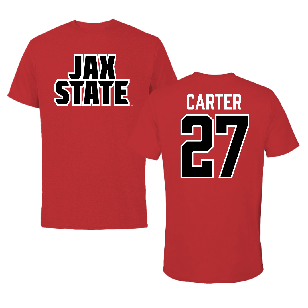 Jacksonville State University Softball Red Performance Tee - #27 Kat Carter