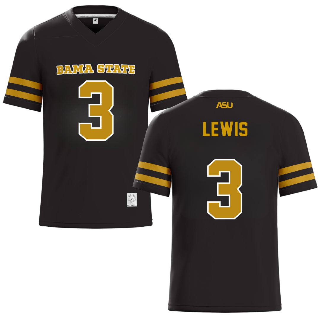 Alabama State University Black Football Jersey - #3 Keane Lewis