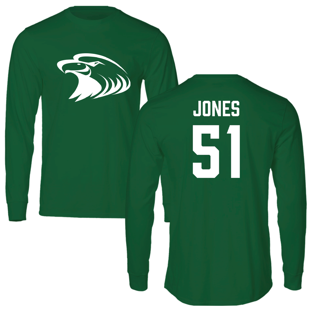 Central Methodist University Football Green Performance Long Sleeve - #51 Amari Jones