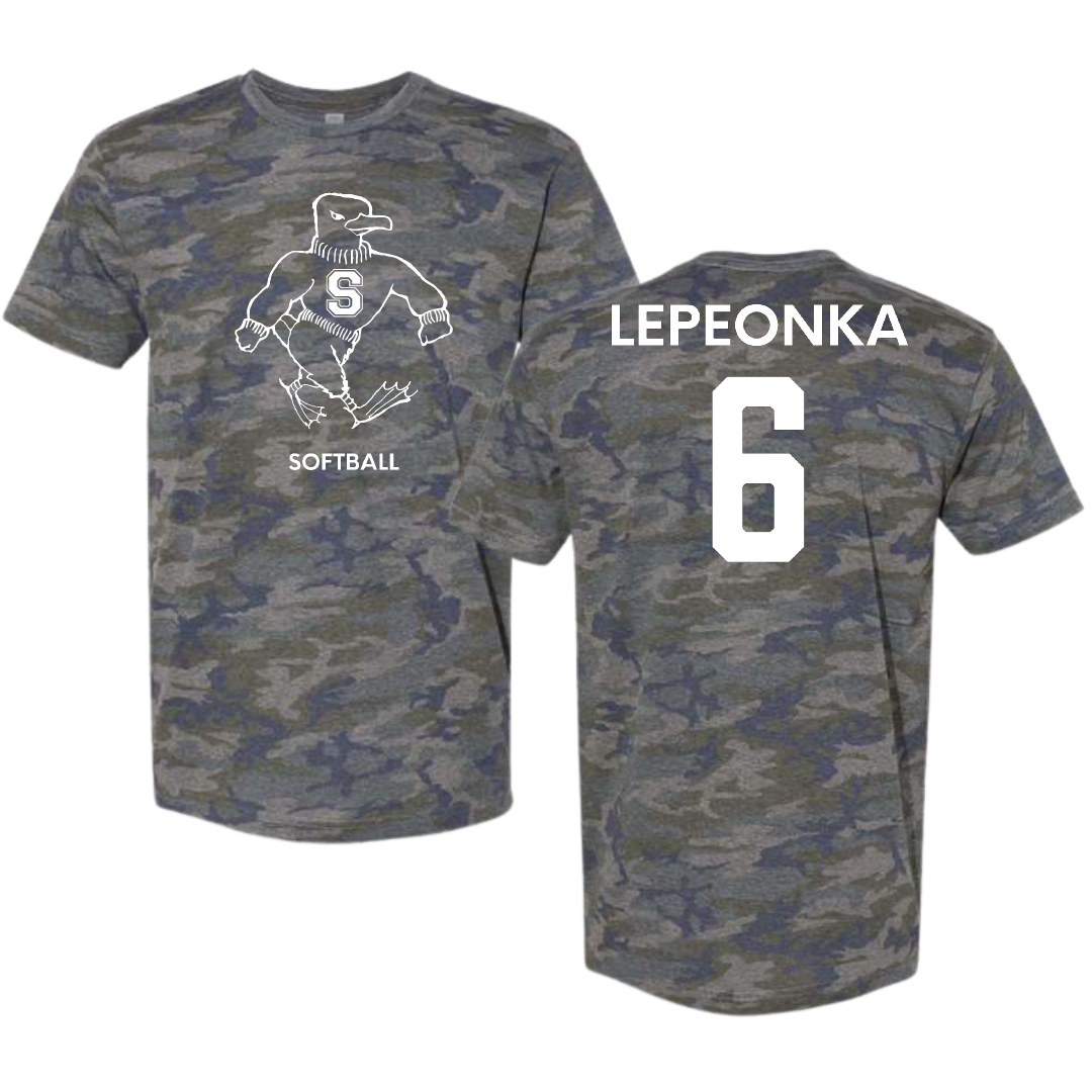 Salisbury University Softball Vintage Camo Tee - #6 Madison Lepeonka