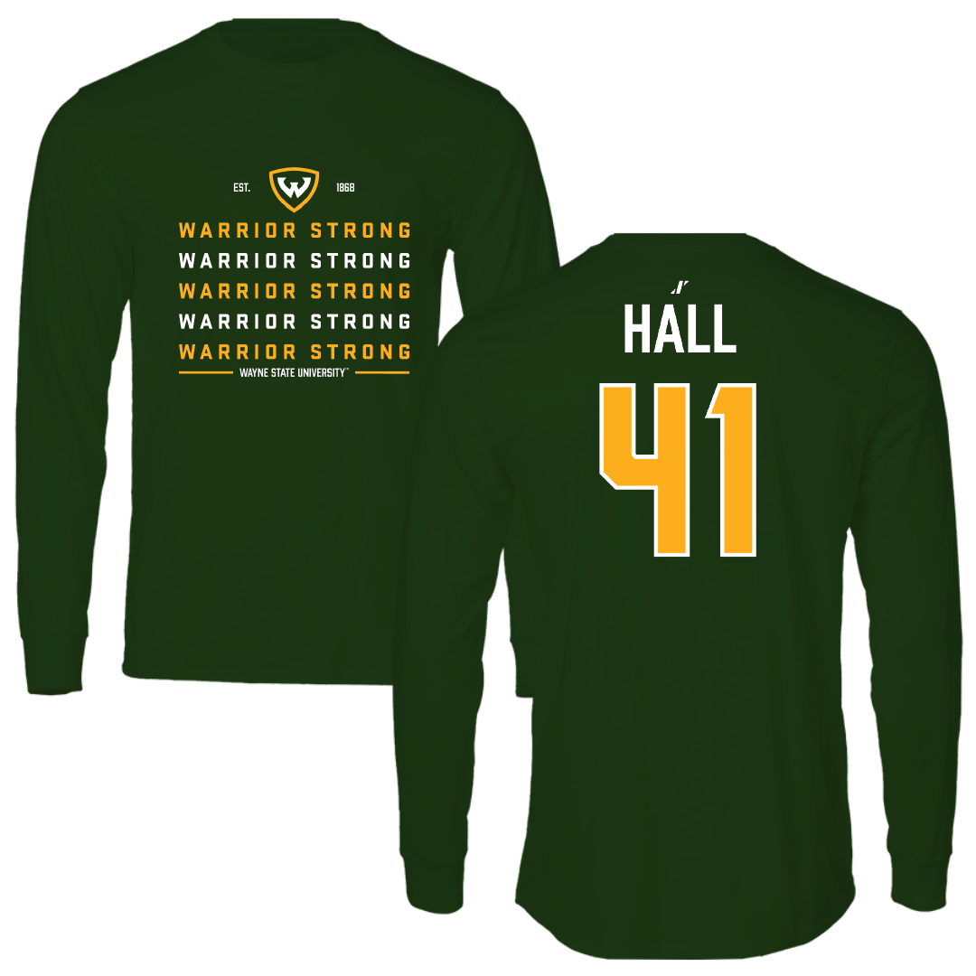 Wayne State University (Michigan) Football Forest Green General Long Sleeve - #41 Zaiden Hall