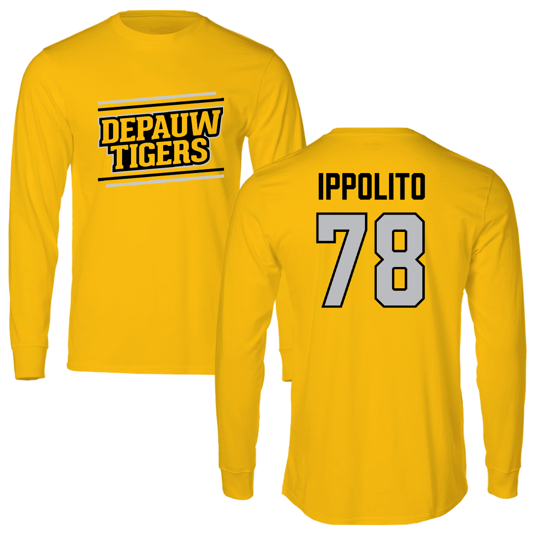 DePauw University Football Gold General Performance Long Sleeve - #78 Gavin Ippolito