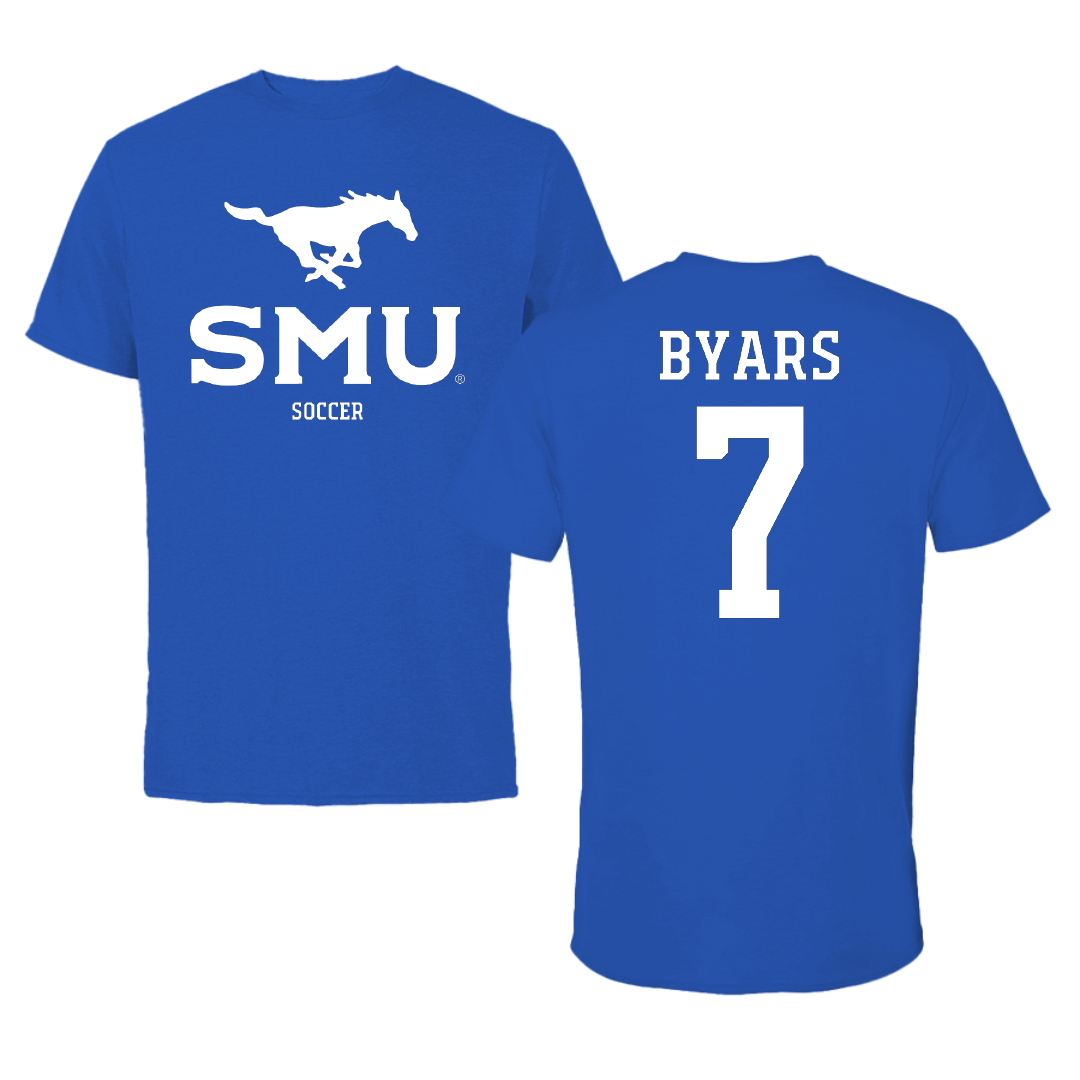 Southern Methodist University Soccer (W) Blue Mascot Tee - #7 Truth Byars