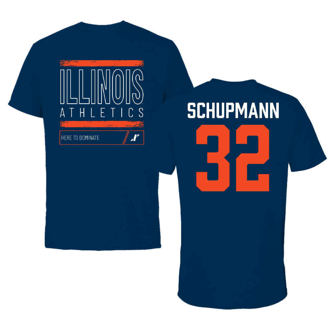 University of Illinois Baseball Navy Dominate Performance Tee - #32 Kyle Schupmann