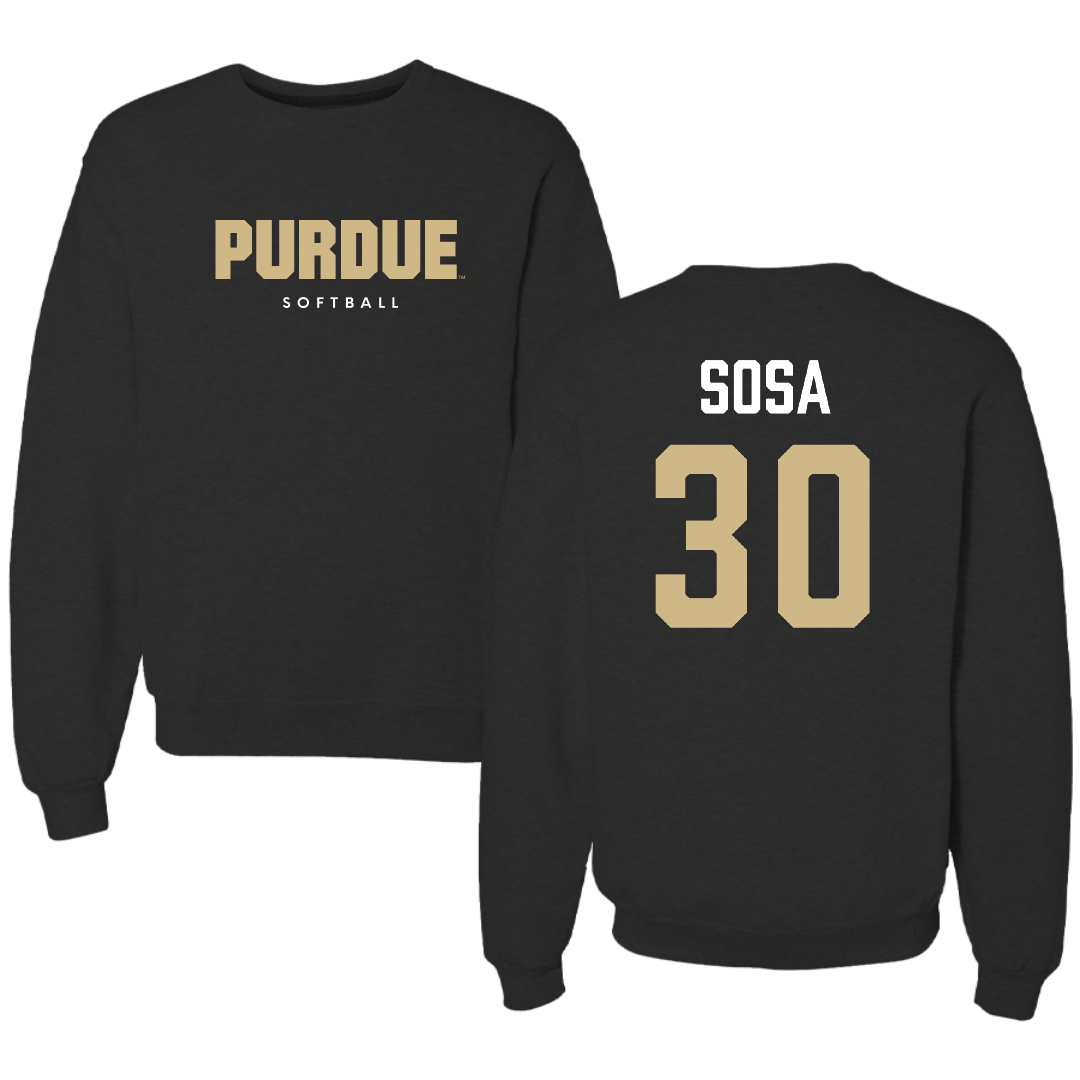 Purdue University Softball Black Crewneck - #30 Gabriela Sosa