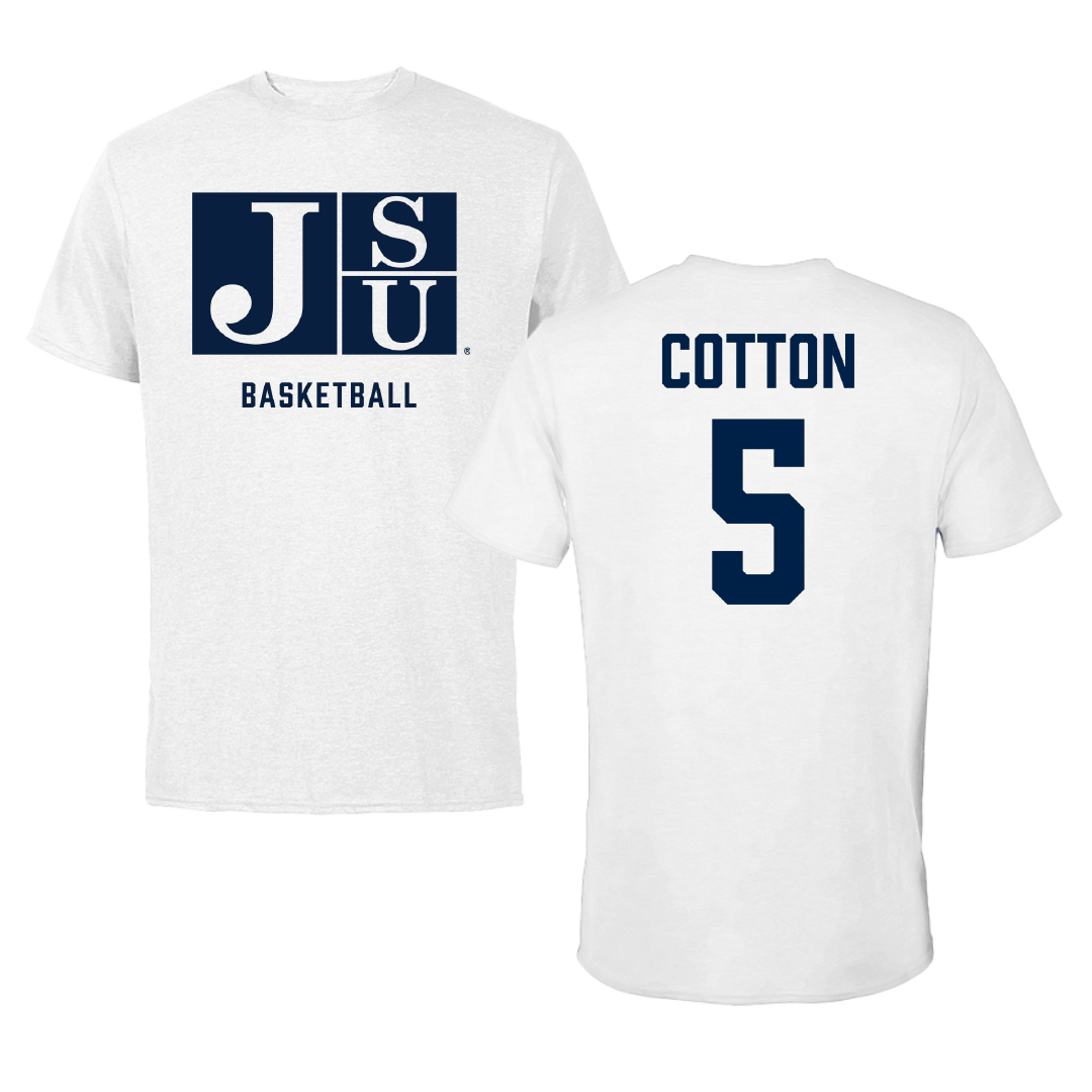Jackson State University Basketball White Tee - #5 Jaileyah Cotton