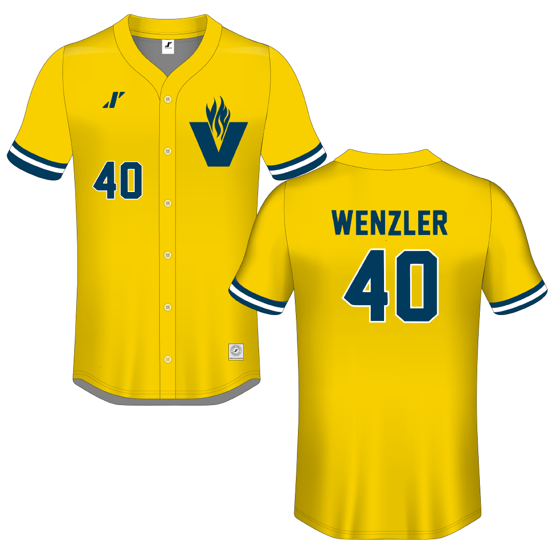Vincennes University Gold Button-Down Jersey - #40 Brody Wenzler