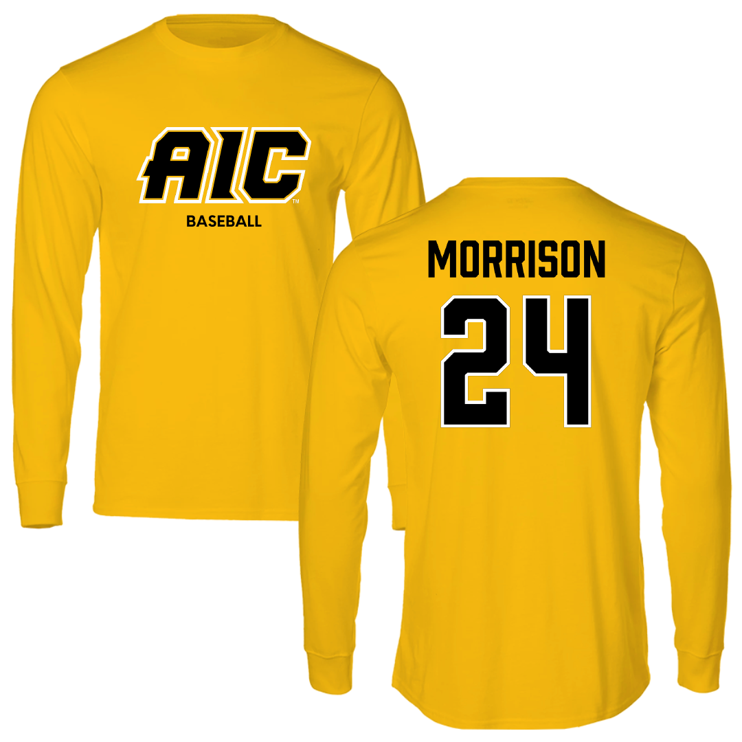 American International College Baseball Gold Long Sleeve - #24 Brandon Morrison