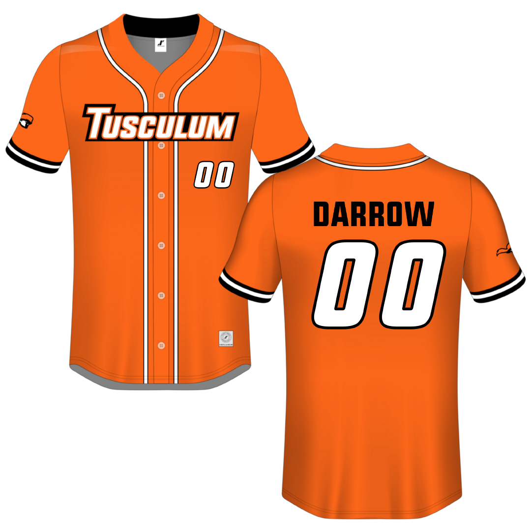 Tusculum University Orange Button-Down Jersey - #00 Kylie Darrow