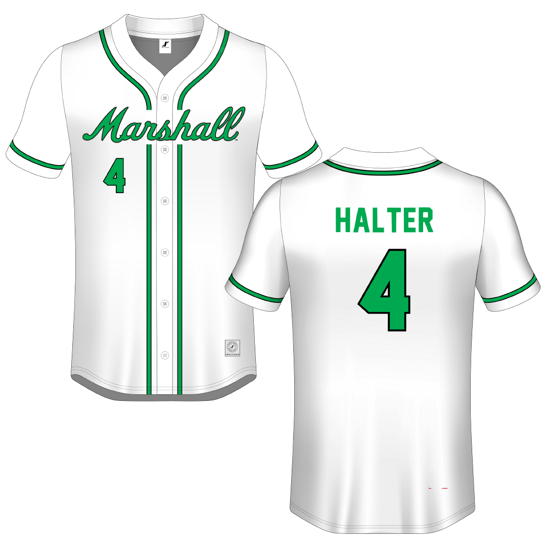 Marshall University White Button-Down Jersey - #4 Franklin Halter