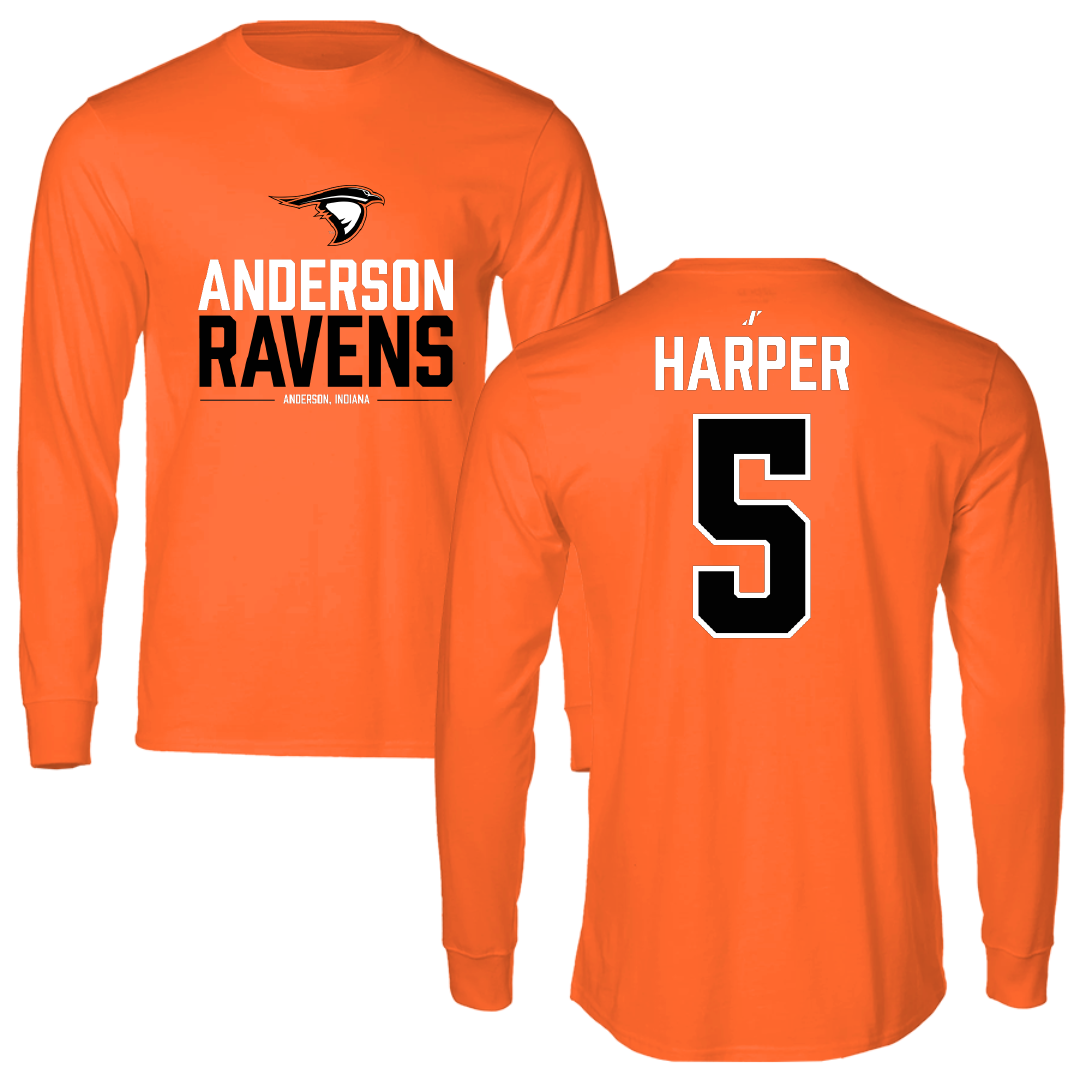 Anderson University (Indiana) Softball Orange General Long Sleeve - #5 MJ Harper