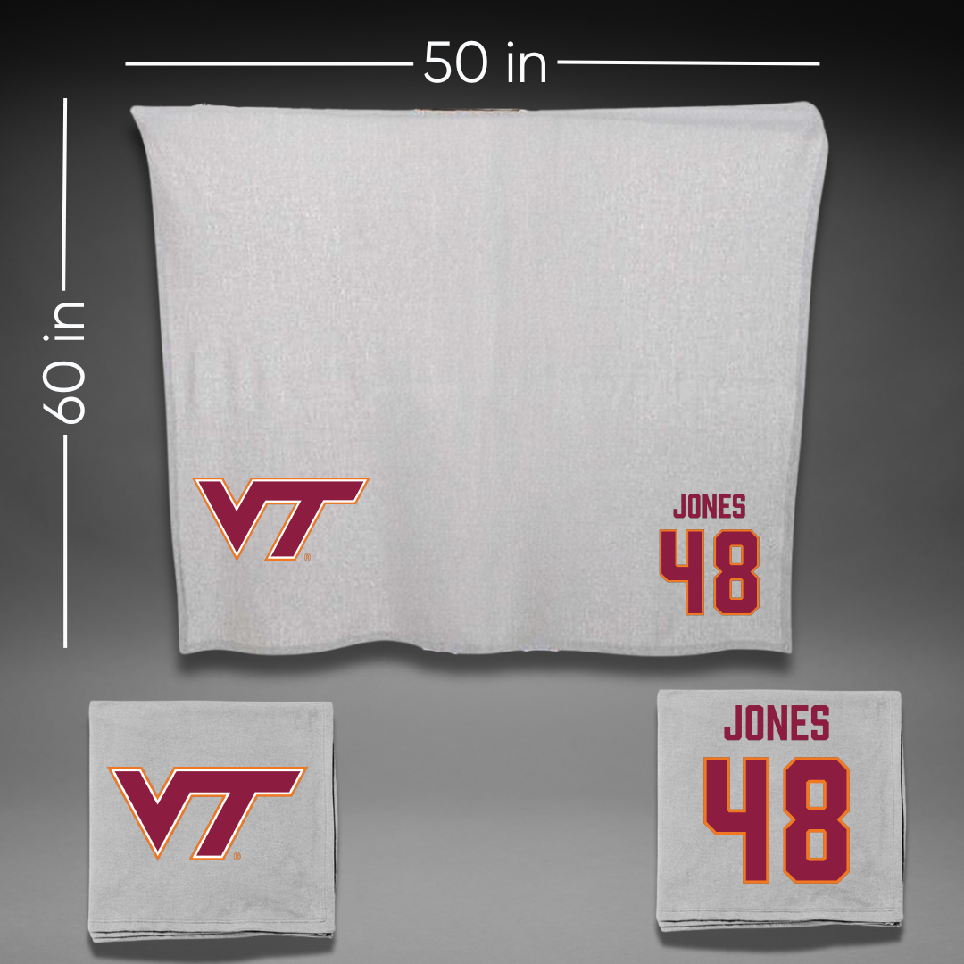 Virginia Tech Baseball Gray Blanket - #48 Mitch Jones