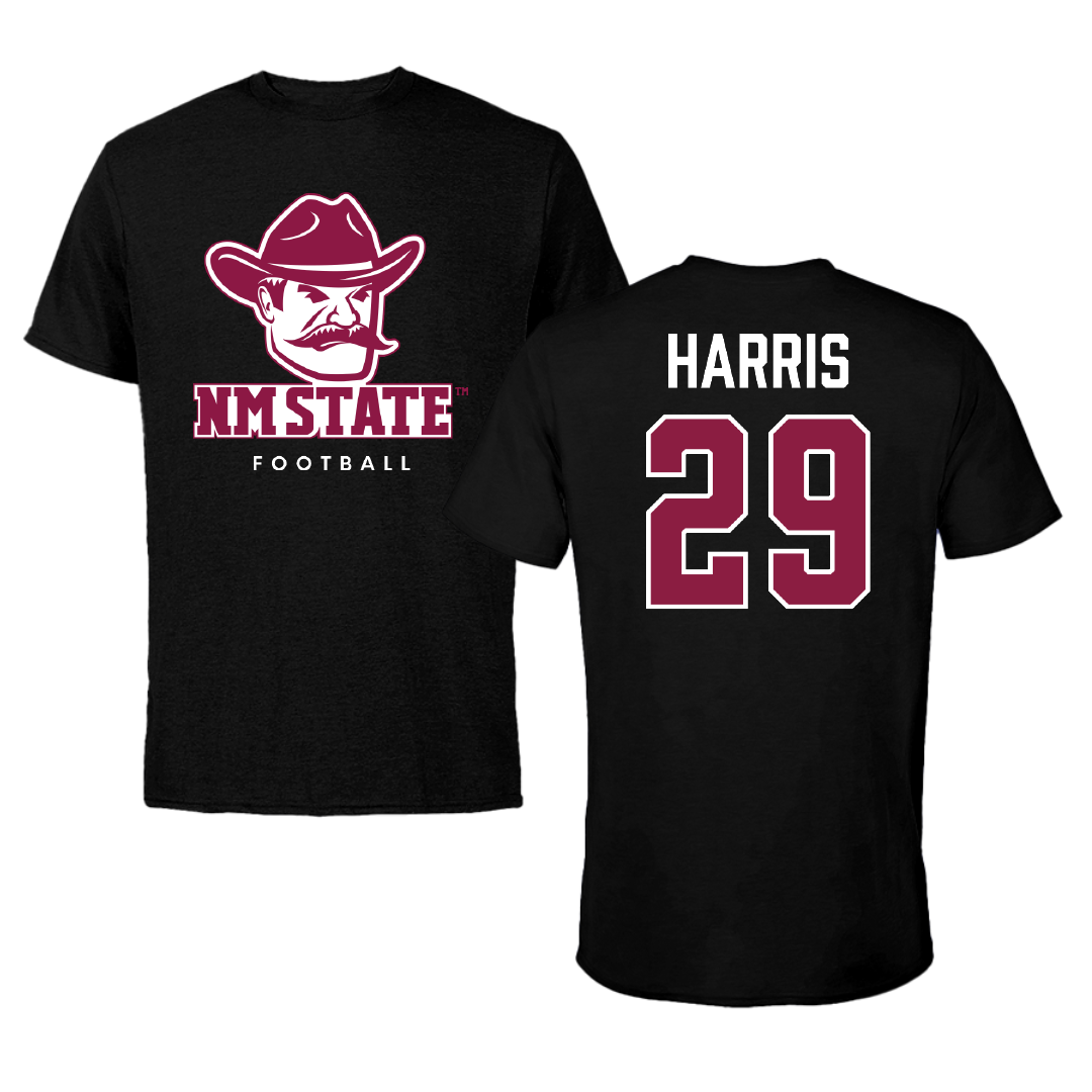 New Mexico State University Football Black Tee - #29 Gavin Harris