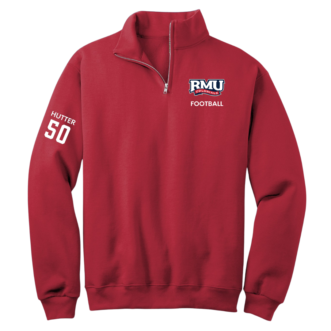Robert Morris University Football Red Quarter-Zip - #50 Jackson Hutter