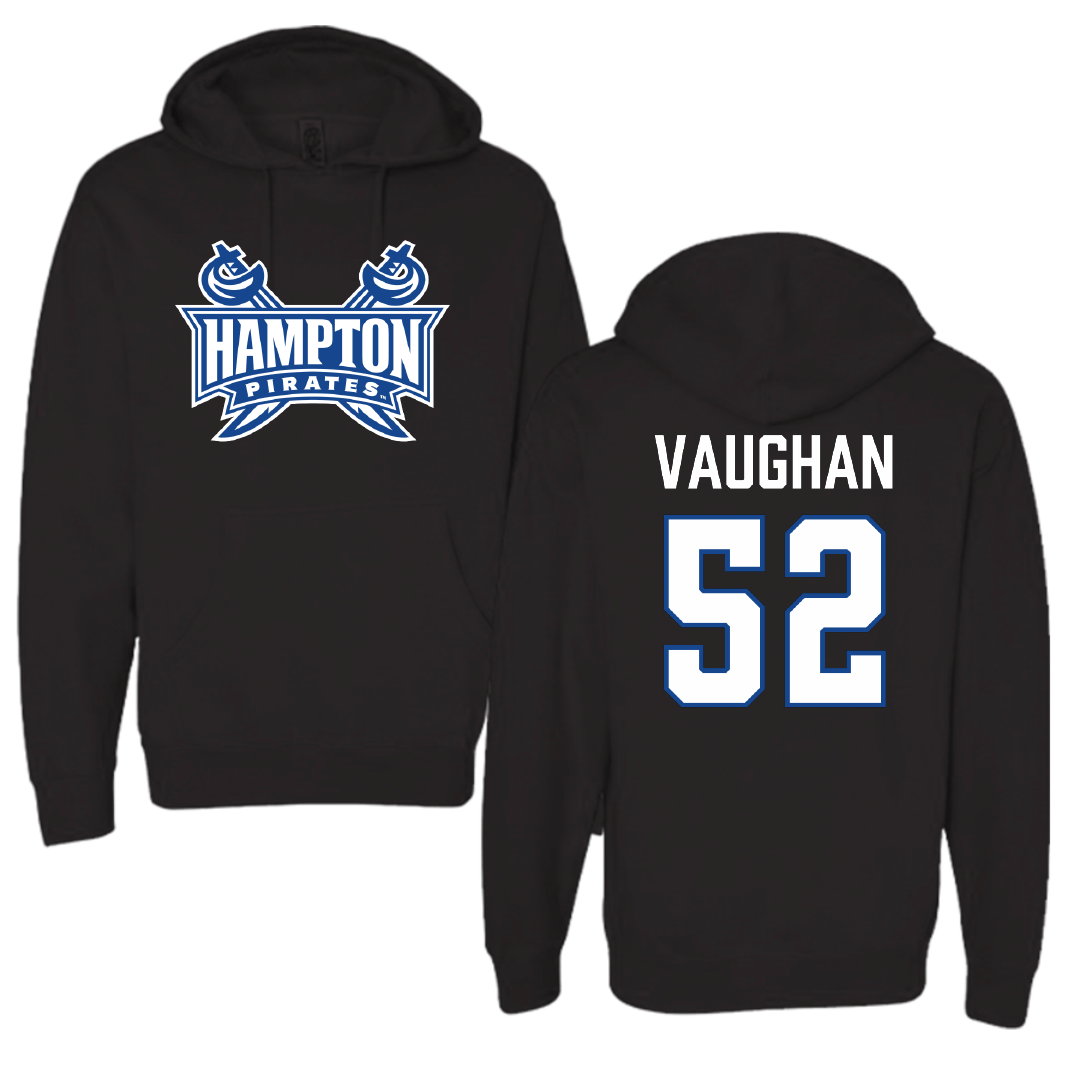 Hampton University Football Black Hoodie - #52 Jacqui Vaughan