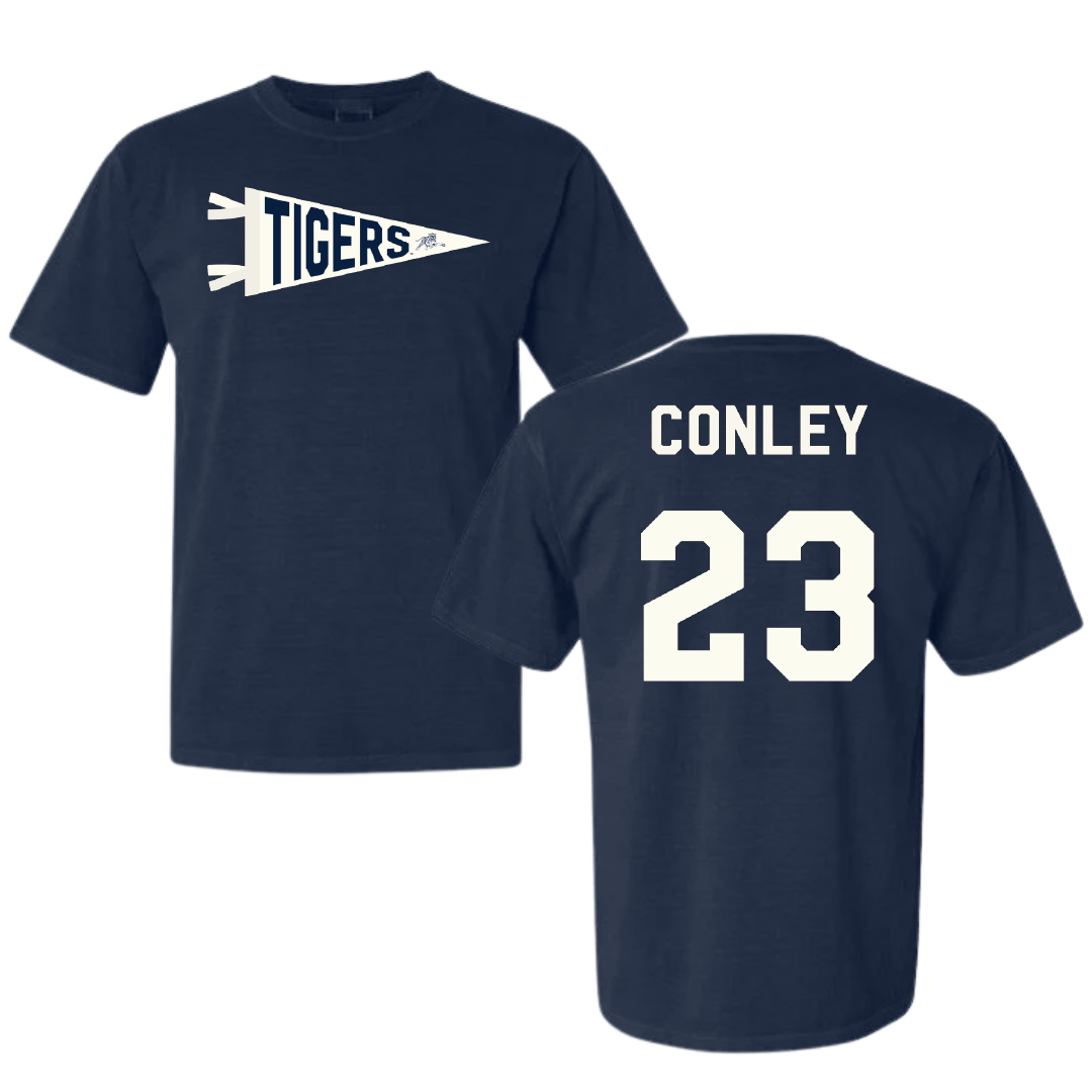 Jackson State University Football Navy Pennant Comfort Colors Tee - #23 Kierrie Conley