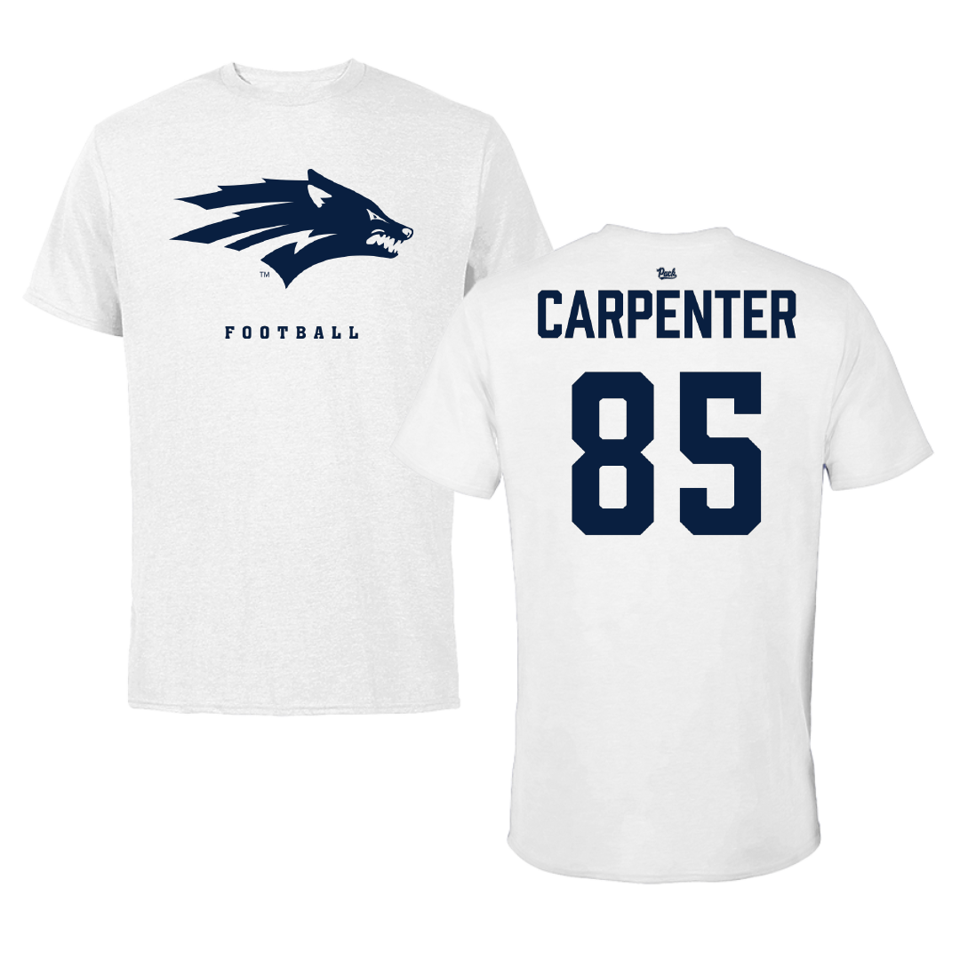 University of Nevada Football White Performance Tee - #85 Jett Carpenter