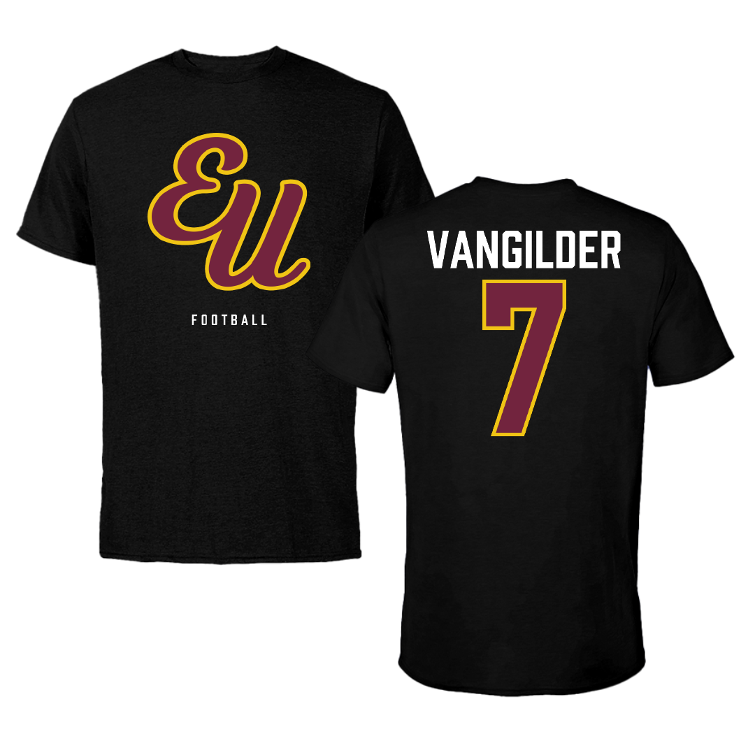 Evangel University Football Black Performance Tee - #7 Draven VanGilder