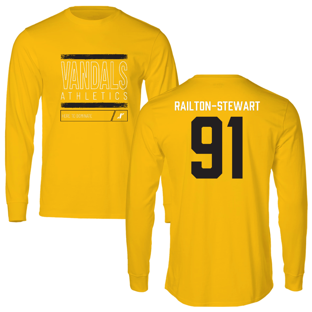 University of Idaho Football Gold Dominate Long Sleeve - #91 Malakai Railton-Stewart