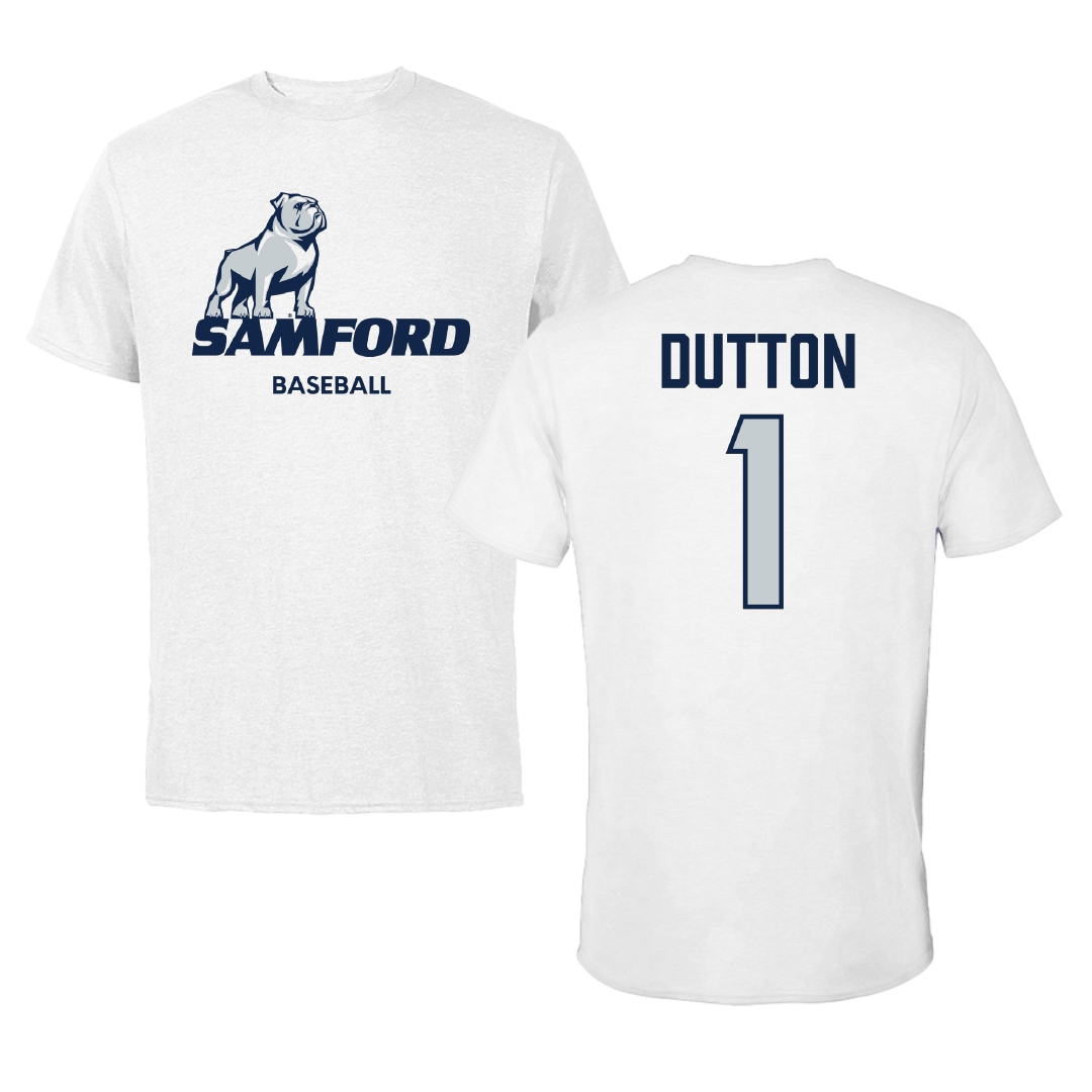 Samford University Baseball White Performance Tee - #1 Pierce Dutton