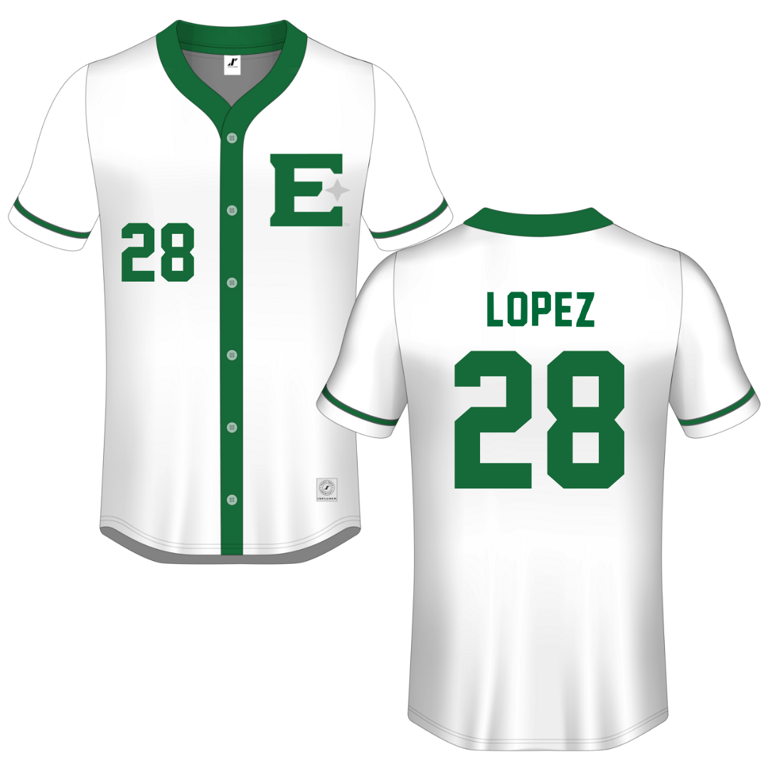 Eastern New Mexico University White Button-Down Jersey - #28 Giazza Lopez