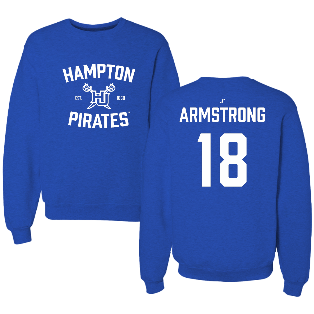 Hampton University Football Blue General Crewneck - #18 Antonio Armstrong