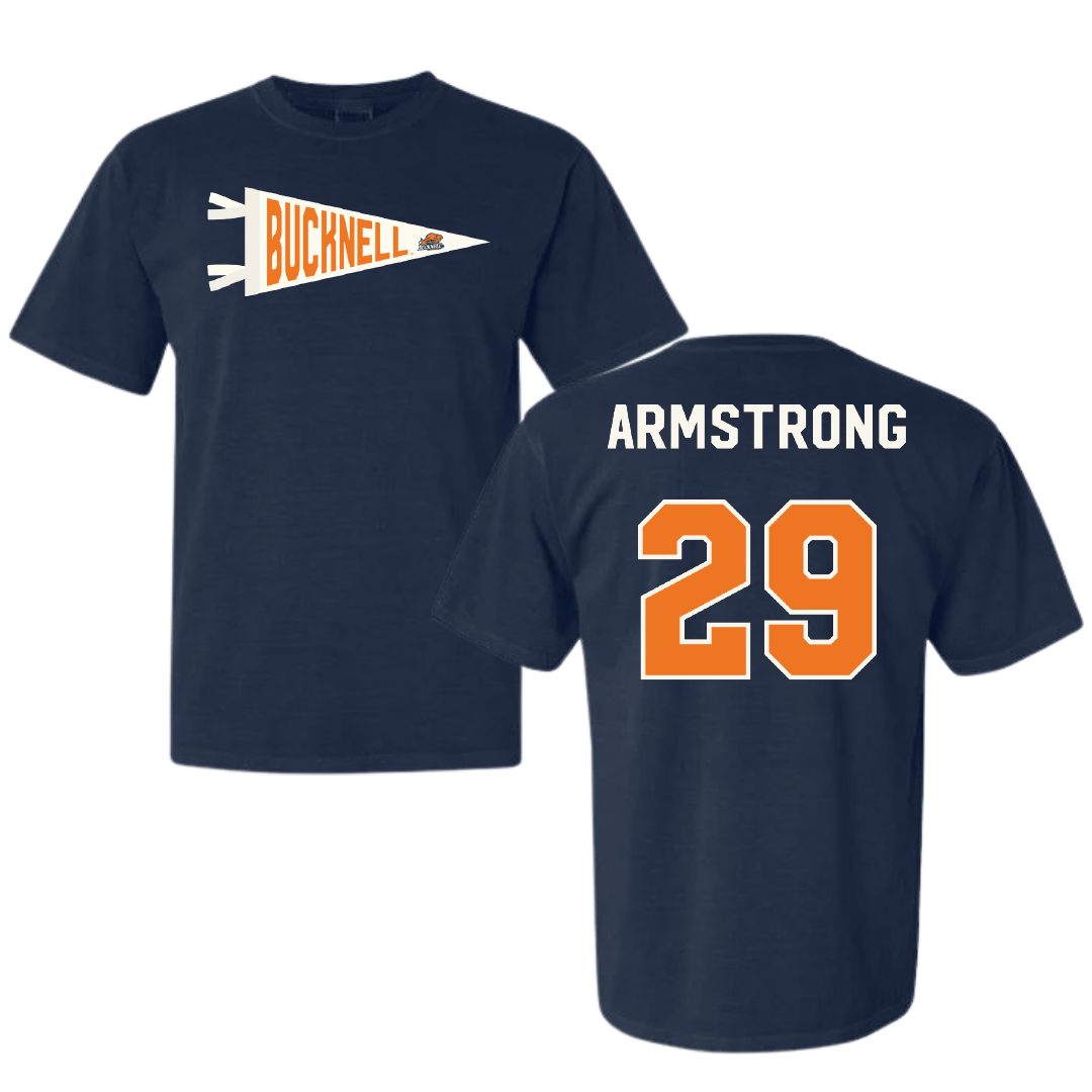 Bucknell University Lacrosse Navy Pennant Comfort Colors Tee - #29 Thomas Armstrong