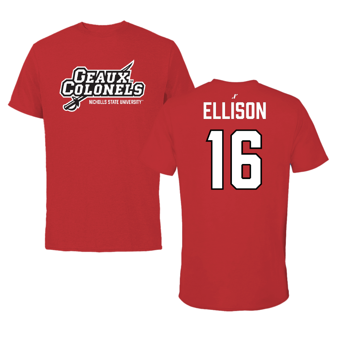 Nicholls State University Beach Volleyball Red General Performance Tee - #16 Anna Ellison