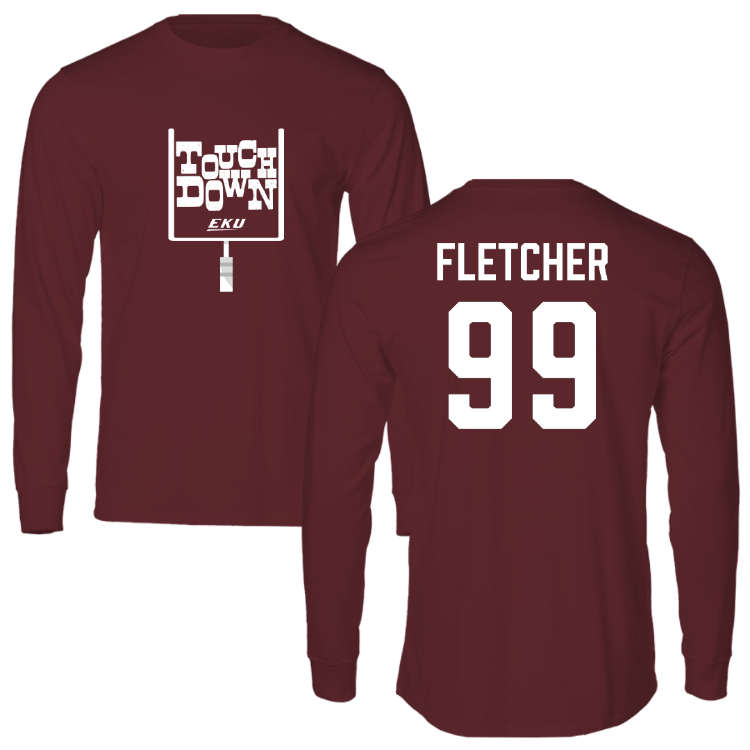 Eastern Kentucky University Football Maroon Touchdown Performance Long Sleeve - #99 Gabe Fletcher