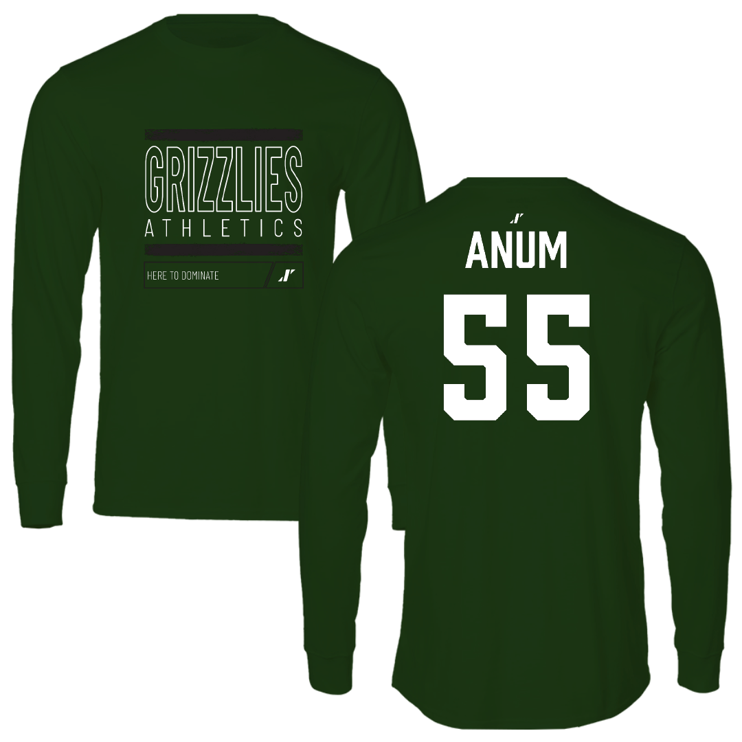 Adams State University Football Forest Green Dominate Long Sleeve - #55 Maxime Anum