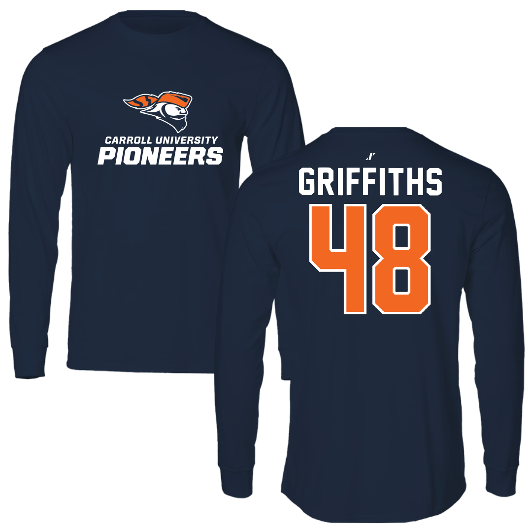 Carroll University Football Navy Long Sleeve - #48 Evan Griffiths