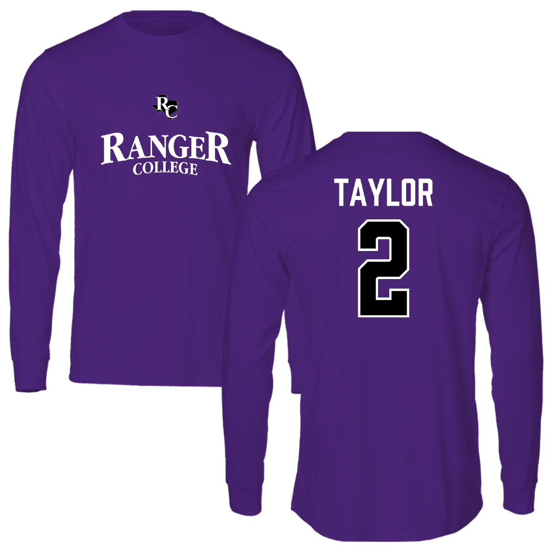 Ranger College Baseball Purple Performance Long Sleeve - #2 Hunter Taylor