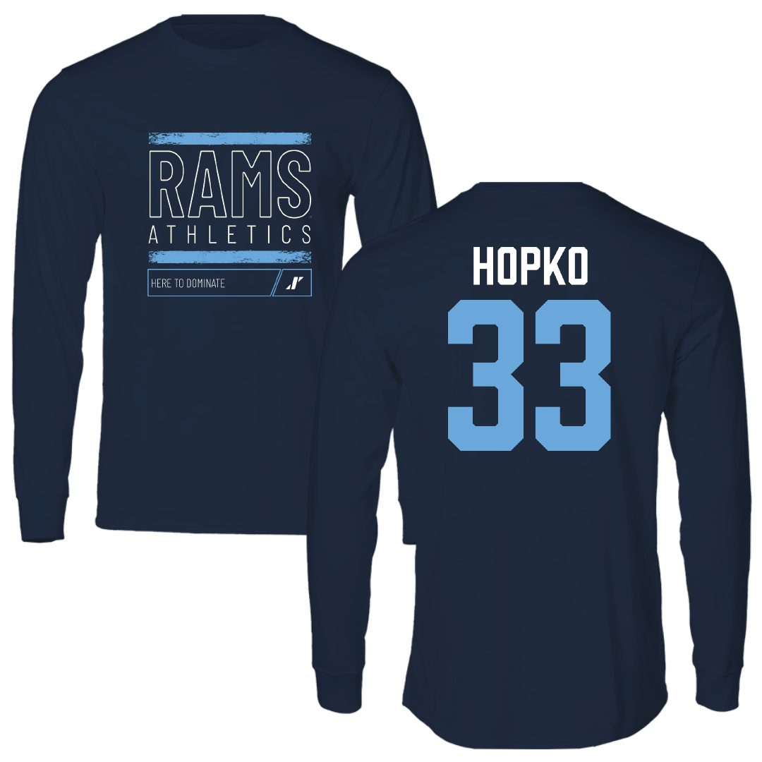 University of Rhode Island Baseball Navy Dominate Performance Long Sleeve - #33 Jack Hopko