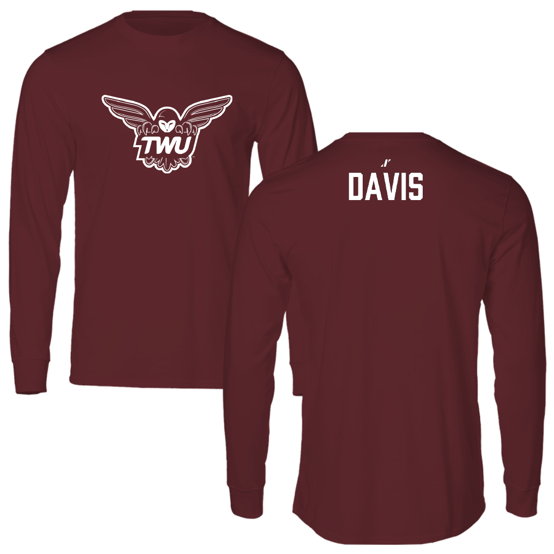 Texas Woman's University Wrestling Maroon Performance Long Sleeve - Natalie Davis