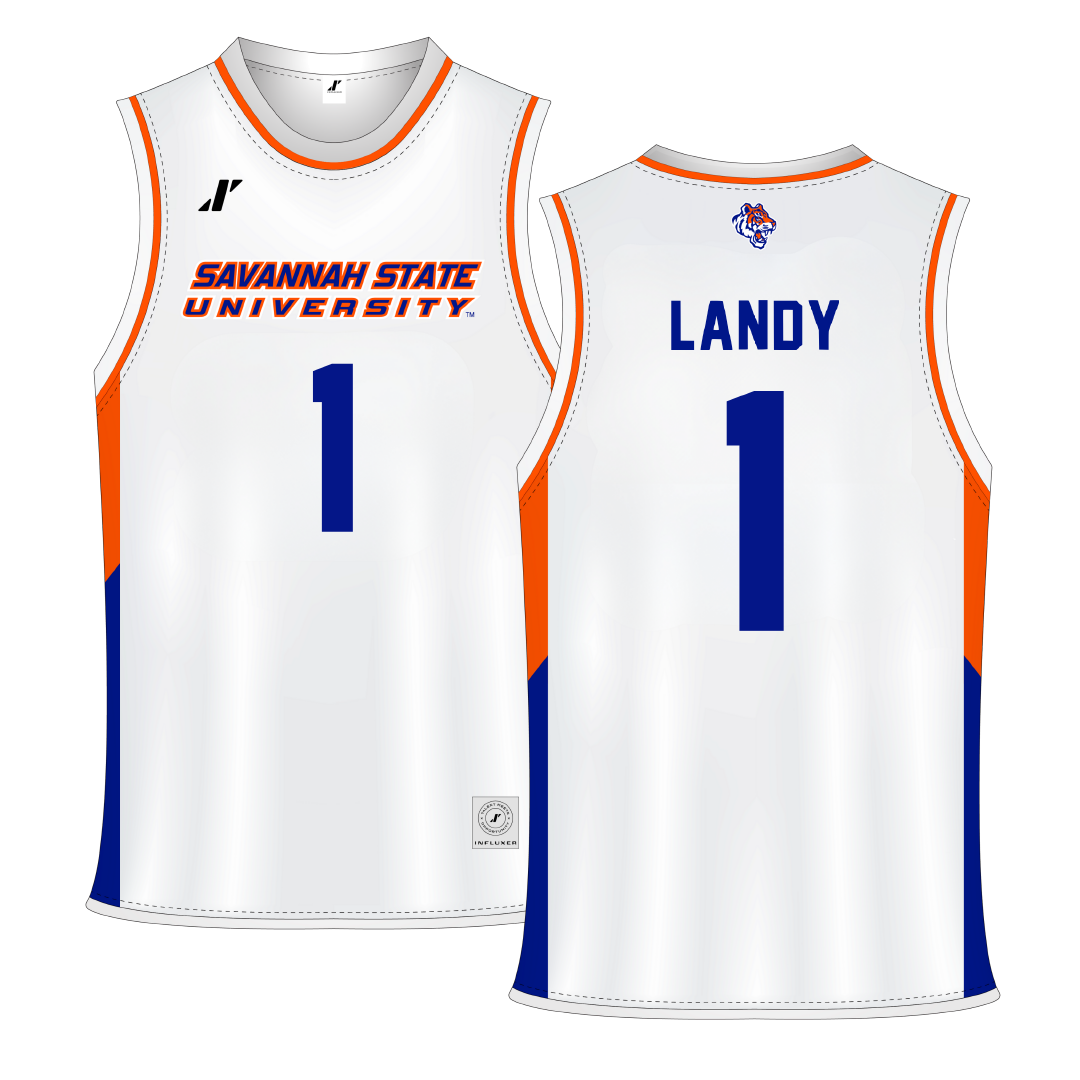 Savannah State University White Basketball Jersey - #1 Javonte Landy