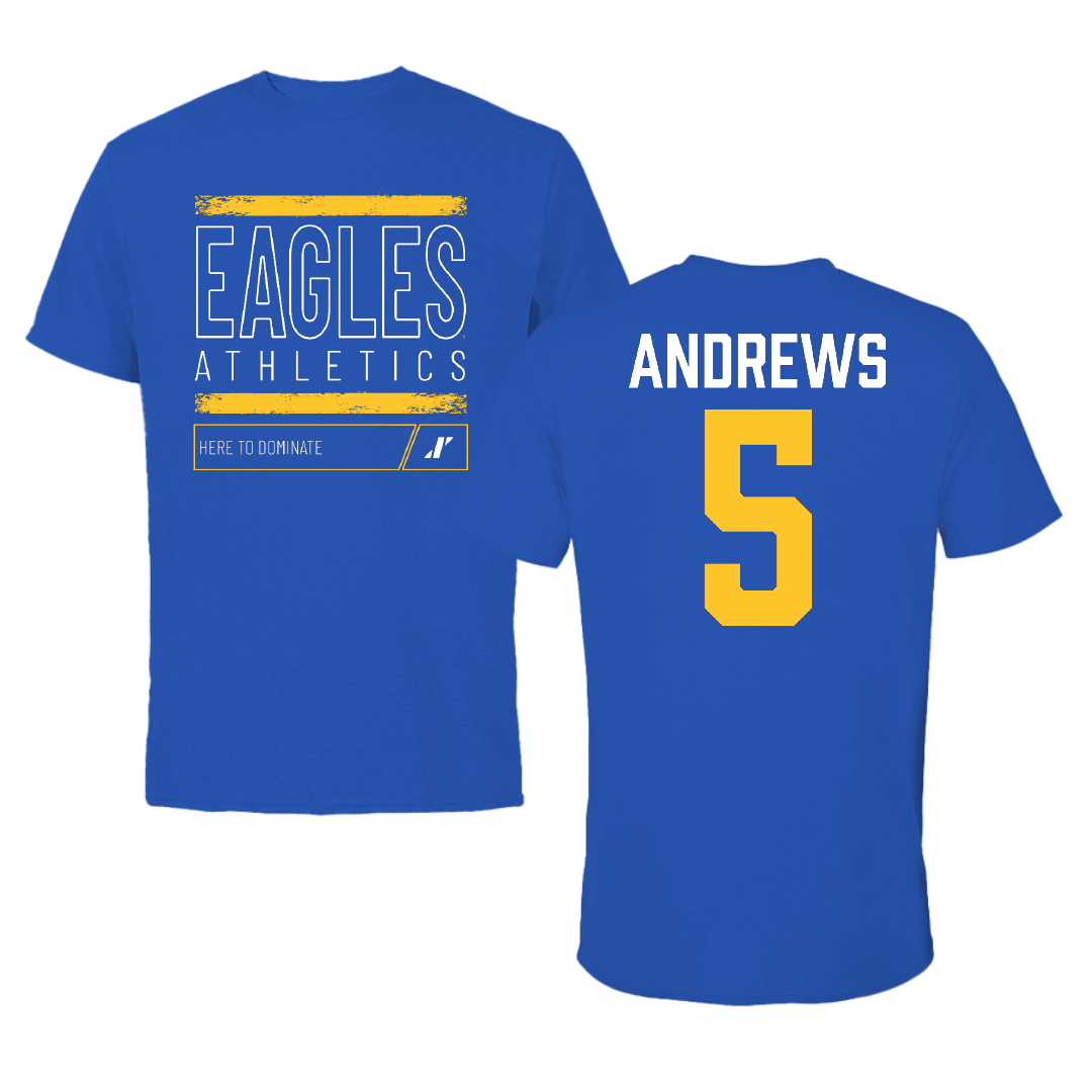 Williams Baptist University Baseball Blue Dominate Performance Tee - #5 Mason Andrews