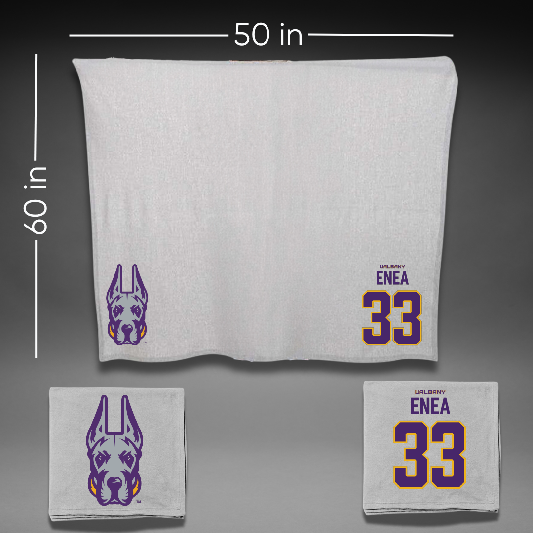 University at Albany Baseball Gray Blanket - #33 Alex Enea