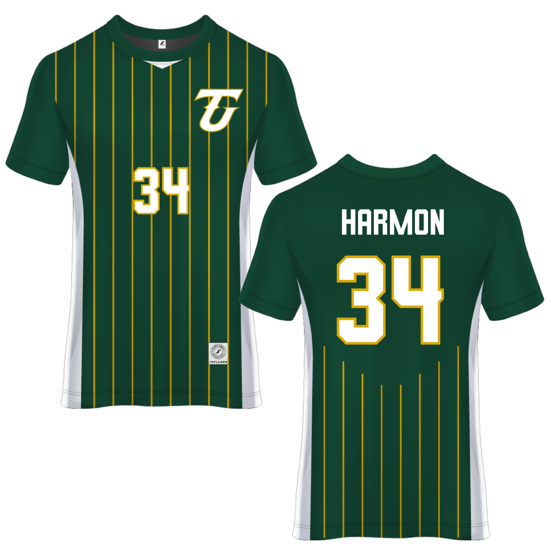 Tiffin University Green Pinstripe Soccer Jersey - #34 Xavier Harmon