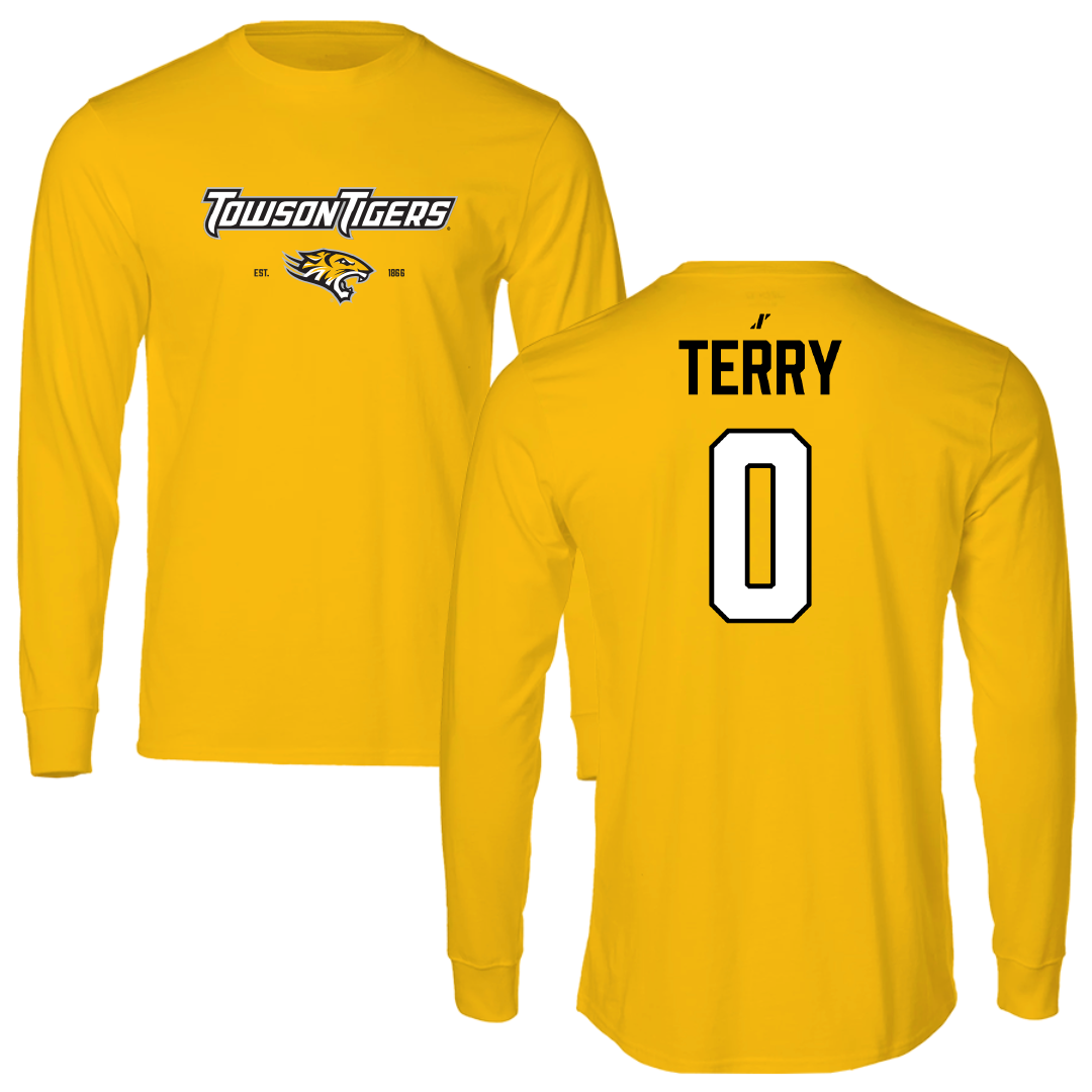 Towson University Football Gold General Performance Long Sleeve - #0 Xavier Terry